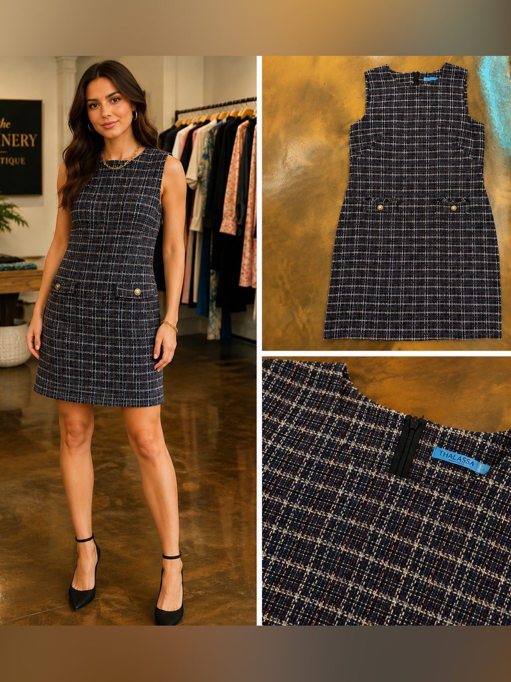 J. McLAUGHLIN - Tweed Sleeveless Shift Dress NWT
